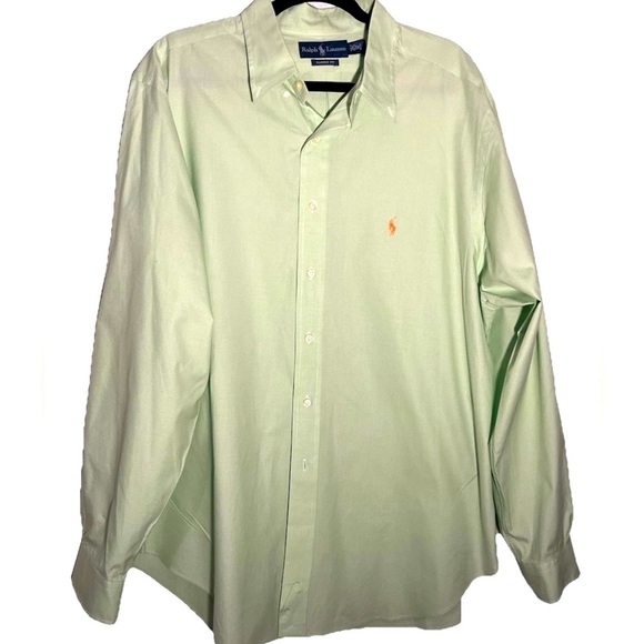 Men's Polo Ralph Lauren Classic Fit Cotton Green Button Down Shirt 18 36/37 - Picture 1 of 4